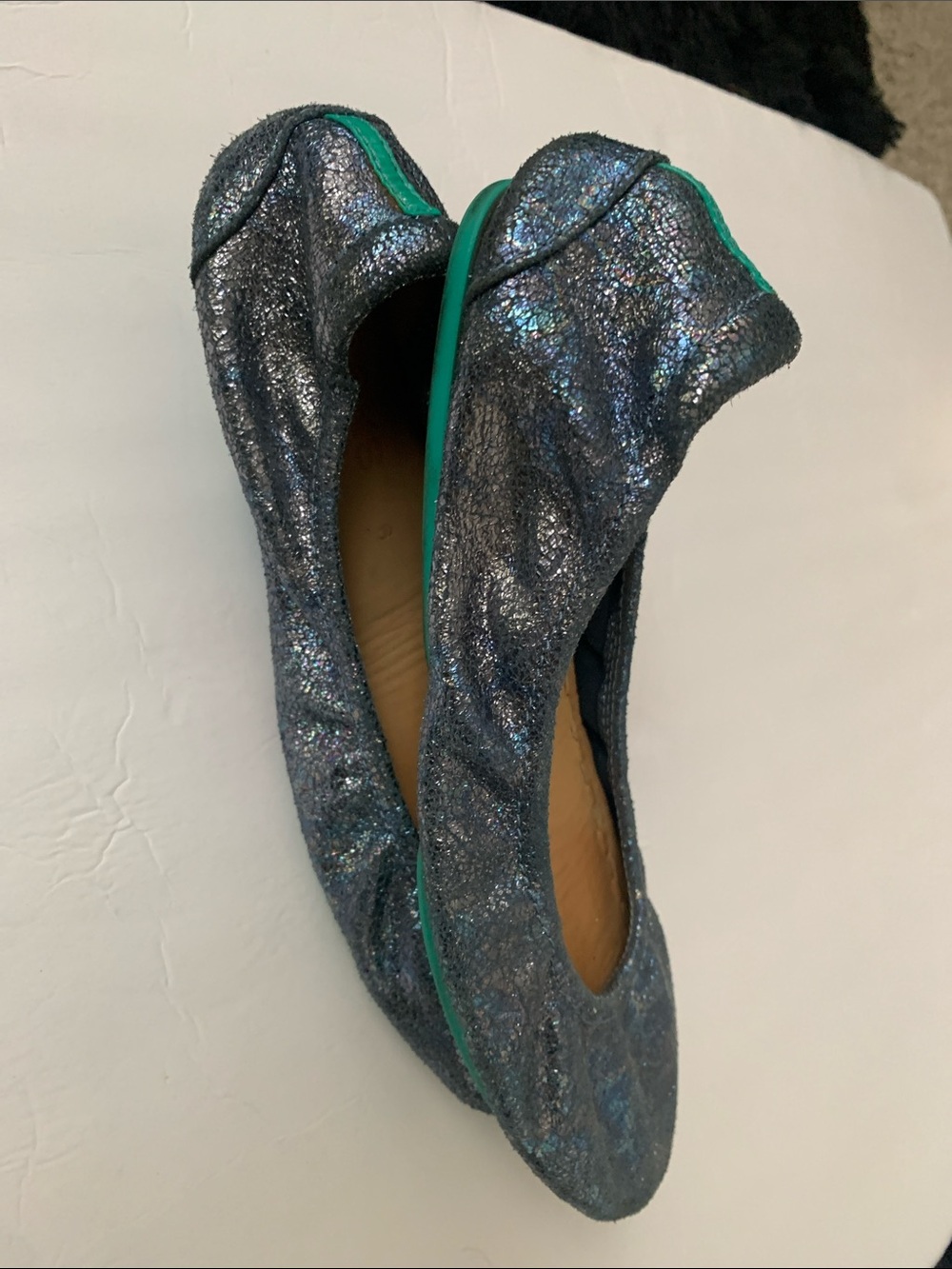 Tieks Women's Iridescent blue Glitter Ballet Flats - Picture 4 of 7